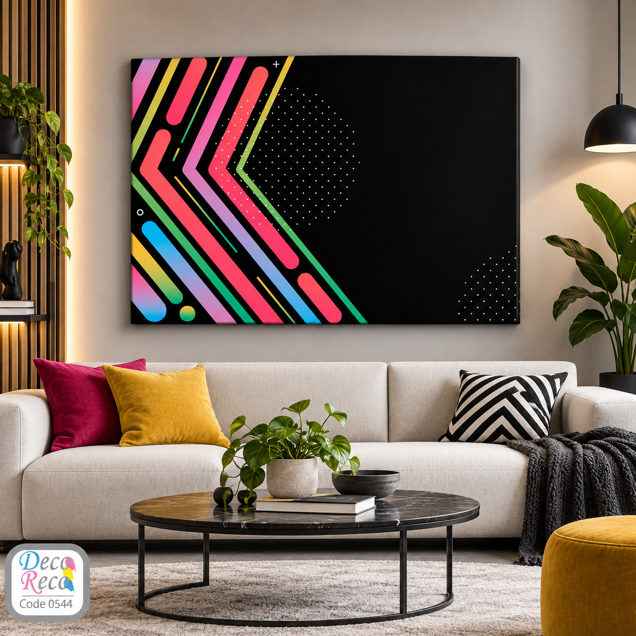 Graphic neon line artwork